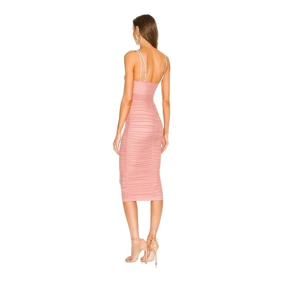 NWT MICHAEL COSTELLO x Revolve Davie Ruched Cutout Midi Dress Blush Pink XL - Picture 5 of 7